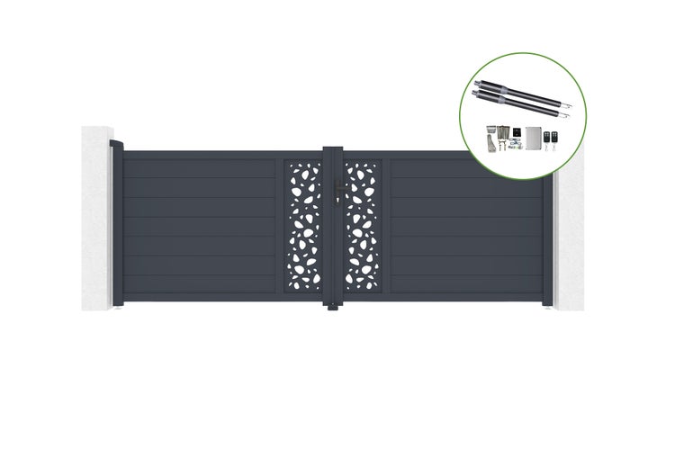 Flügeltor 3,5 m SUNNY H.120 cm Aluminium + RANGER B150 Motorisierung