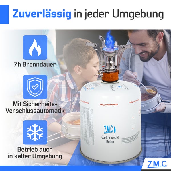 Z.M.C 9X Gaskartuschen 450g, Propan/Butan Gas 810ml, Gaskartusche EN417, Eurogewinde Schraubgewinde Anschluss, Schraubkartusche für Unkrautbrenner, Universal Druckgasdose mit Schraubventil