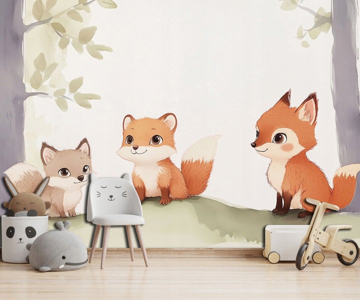 Fototapete Kinderzimmer Tiere Füchse Vlies Tapete Kinder 350x250 cm