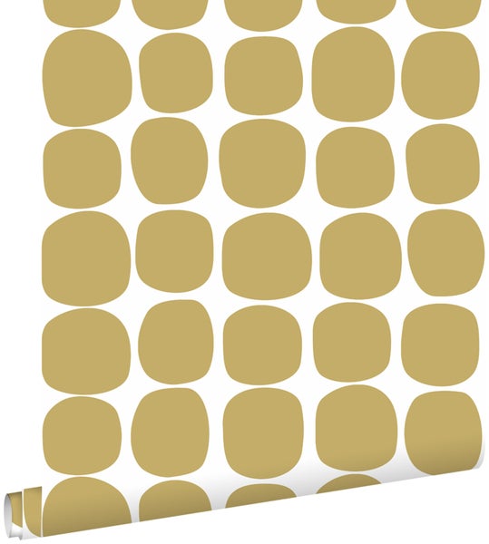 ESTAhome Tapete grafisches Motiv Ockergelb und Weiß - 0,53 x 10,05 m - 139089