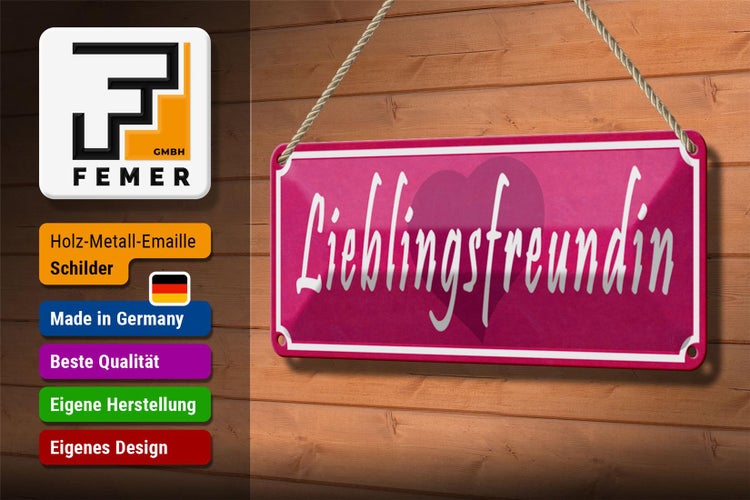 Blechschild Spruch 27x10cm Lieblingsfreundin Herz Dekoration