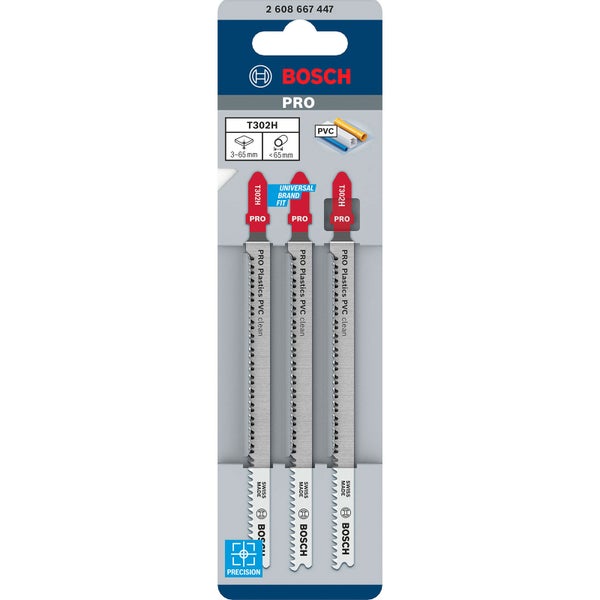 Bosch PRO Plastics PVC clean T302H Stichsägeblatt 132 mm 3-tlg. - 2608667447