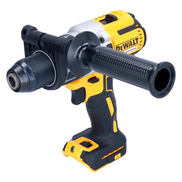 DeWalt Akku-Schlagbohrschrauber mit bürstenlosem Motor, Zusatzhandgriff und Schnellspannbohrfutter.