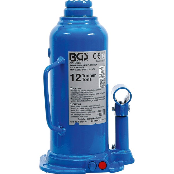 Hydraulischer Flaschenwagenheber BGS Technic mit einer Tragkraft von 12 Tonnen.