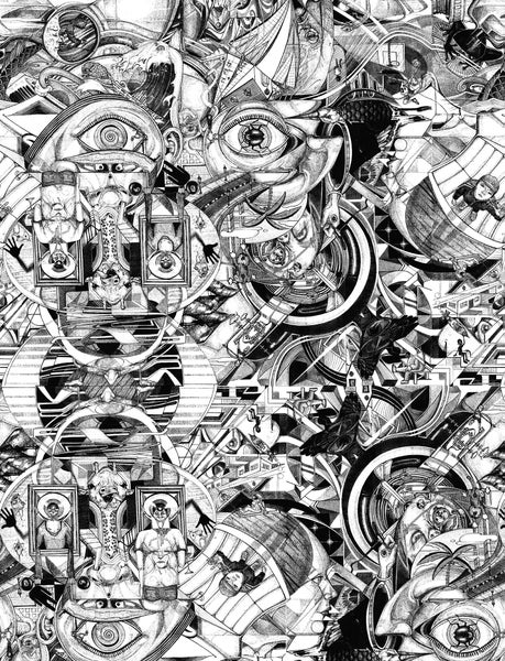 Walls4You Tapete surrealistischem Motiv Schwarz und Weiß - 53 cm x 10 m - 640158