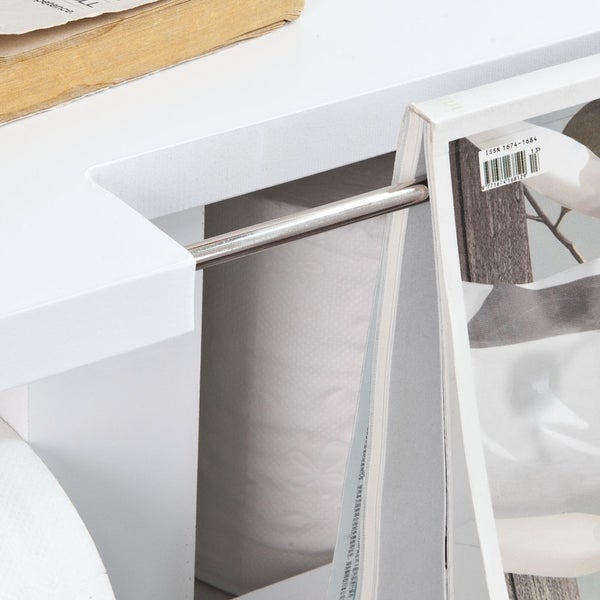 Detailansicht eines Magazinständers mit Zeitschriften