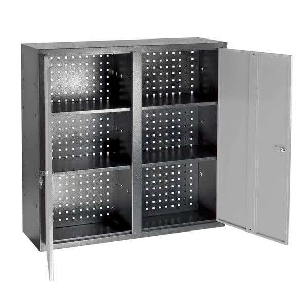 PROREGAL Werkzeugwandschrank mit 2 Türen 4 Fachboden HxBxT 10 x 10 x 3 cm Anthrazitgrau Lichtgrau