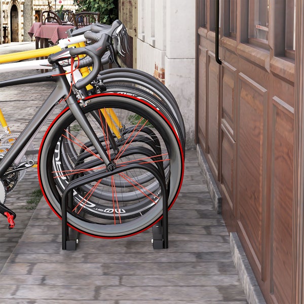HOMCOM Fahrradständer, Radständer, wetterfest, langlebig, bis 4 Fahrräder, 110 x 33 x 27 cm, Stahl, Schwarz