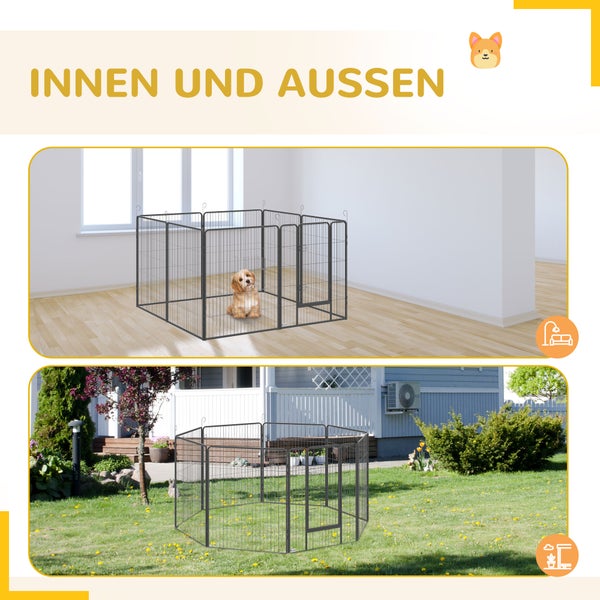 PawHut Freigehege, 320L x 320B x 100H cm, Stahl, Grau