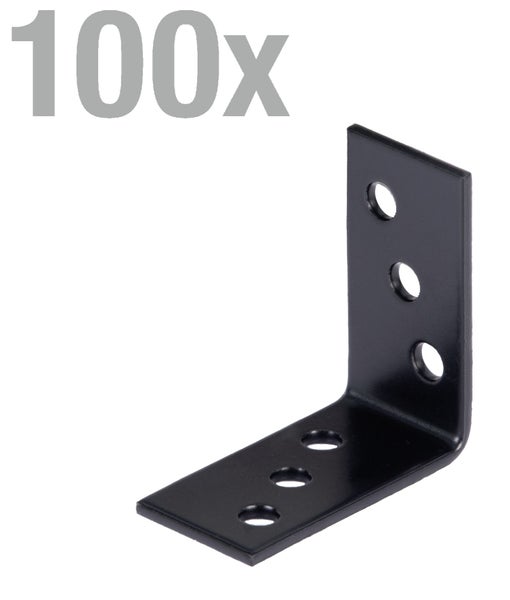 Set mit 100 Eckverbindern aus Metall zur stabilen Montage von Holzkonstruktionen