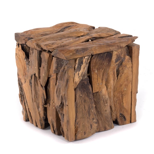 Hocker SITZBOX TEAK 30 30x30x30 cm, Recyclingholz naturfarben