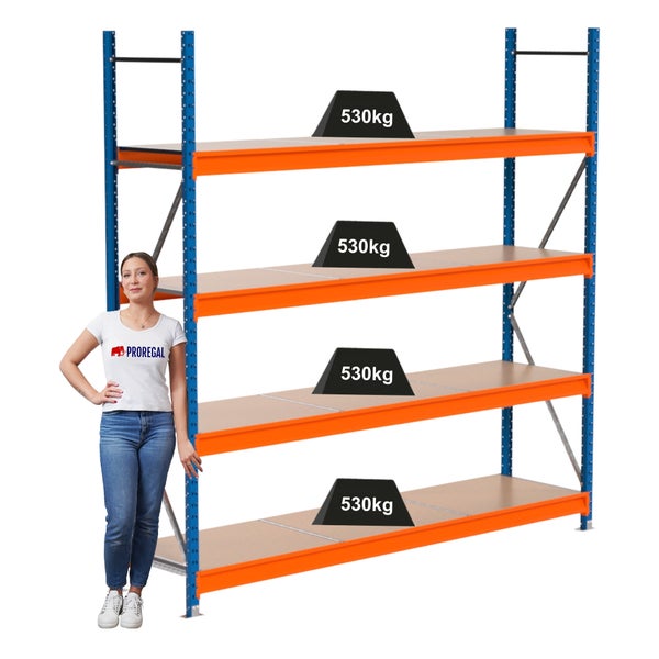 Metallregal mit vier Regalböden, jeweils belastbar bis 530 Kilogramm