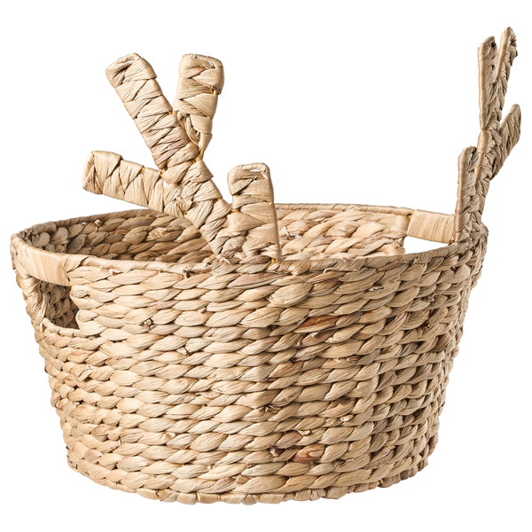 Geflochtener Korb aus Wasserhyazinthe mit Griffen