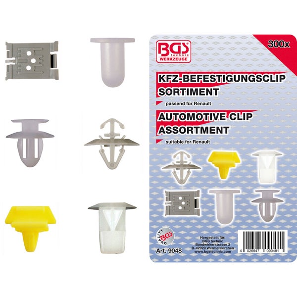 BGS technic Set mit 300 Kfz-Befestigungsclips, passend für Renault