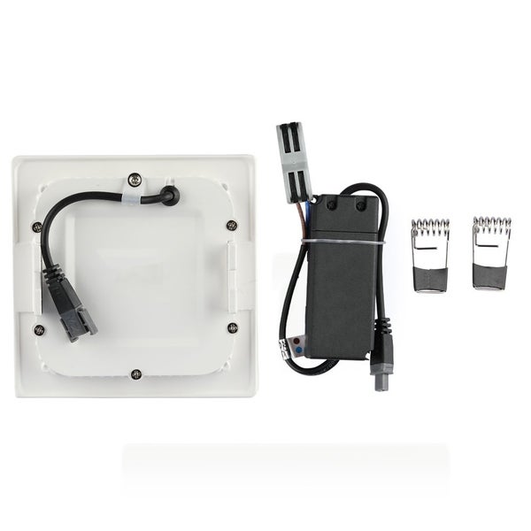 Rückseite einer LED-Einbauleuchte mit Zubehör