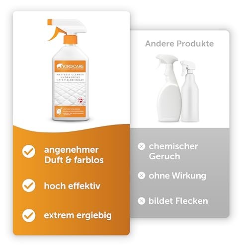 Nordicare Matratzenreiniger [500ml] Spray für Matratze und Bettwäsche, Matratzen Reinigungsmittel, Bettreiniger, Matratzen Reiniger Geruchsentferner