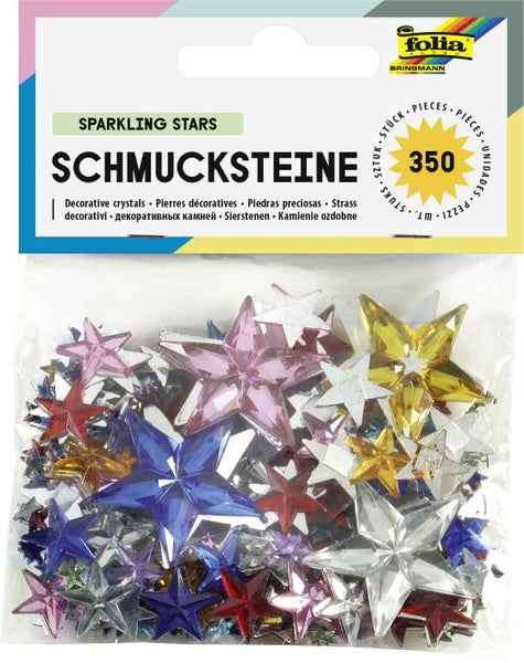 Folia  Schmucksteine SPARKLING STARS, 350 Stück, Größen und Farben sortiert