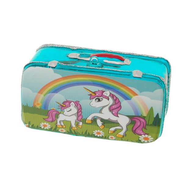 Multicolor 10cm Lunchbox für Mädchen, Glasornament, mundgeblasen und handdekoriert, 1 Stck.