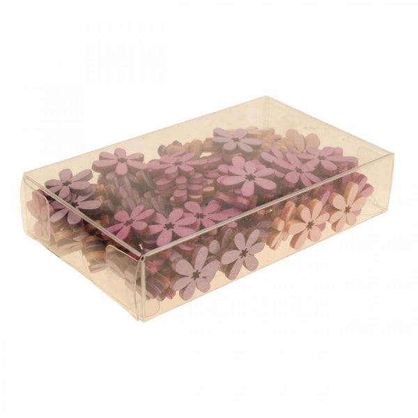 Dekorative Holzblumen in transparenter Box