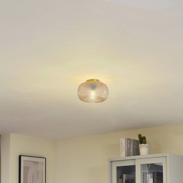 Lindby Deckenlampe Hildur in Creme aus Glas (1 flammig, E27) - Deckenleuchte Lampe Wohnzimmerleuchte