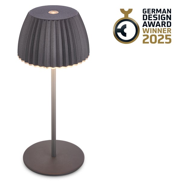 Akku Tischleuchte mit Touchdimmer 1,5W 150 lm 2700 K H 20 cm Riffle Mini anthrazit