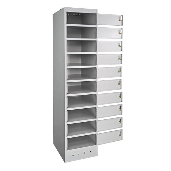 PROREGAL Notebook-Schrank mit 10 Fächer HxBxT 180 x 40 x 50 cm Lichtgrau