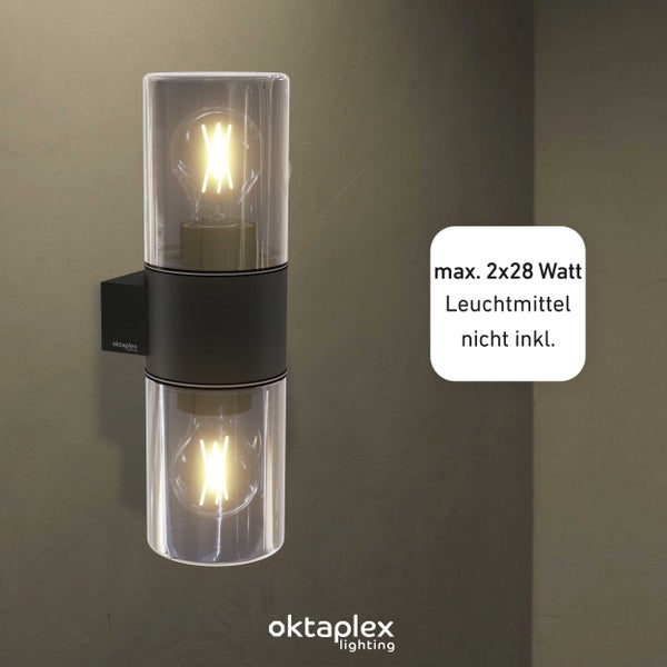 Oktaplex Puno Dos Anthrazit E27 2 Kopf ohne Leuchtmittel