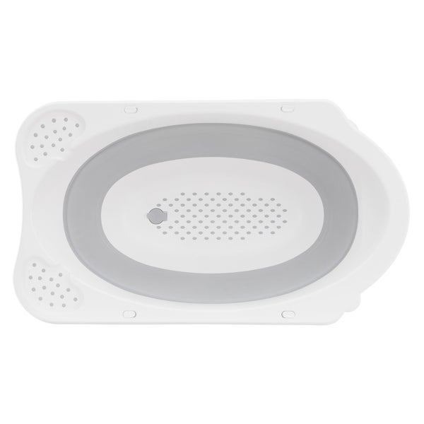 ECD Germany Baby Badewanne faltbar mit klappbaren Füßen, 33 L, 80x46 cm, Weiß-Grau, stabil, rutschfest, tragbar, Babybadewanne Babywanne Reisedusche Badebecken Duschwanne für Neugeborene & Kleinkinder