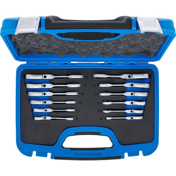 Ringmaulschlüssel-Satz mit offenem, blauem Werkzeugkoffer