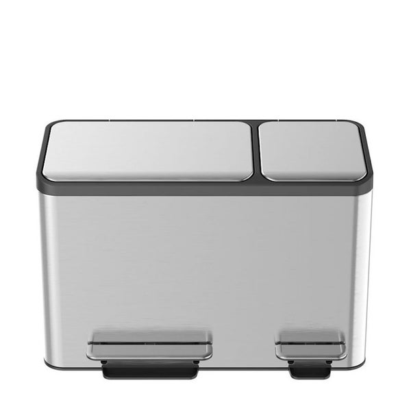 PROREGAL Rechteckiger Treteimer Aus Gebürstetem Edelstahl Mit Soft Close Deckel & Handlichen HxBxT 39,2 x 60,5 x 32,1 cm 24 & 12 Liter