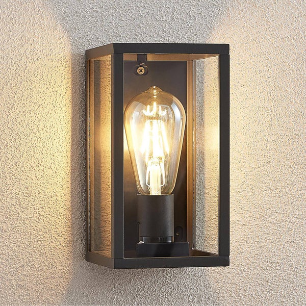 Lindby Wandleuchte außen Filimon (spritzwassergeschützt (Modern) in Schwarz aus Aluminium (1 flammig, E27) - Außenwandleuchten Wandlampe Led Außenlampe Outdoor für Außenwand/Hauswand