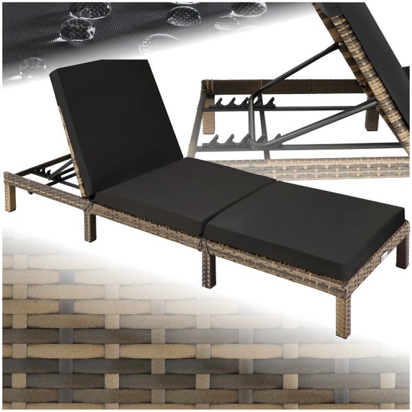 Rattan Sonnenliege tectake Sofia 196 x 66 x 27 cm widerstandsfähig natur