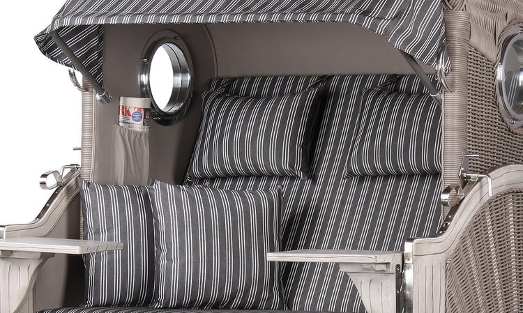 Strandkorb Rantum Mahagoni washed grey PE koboo grey Dessin 500