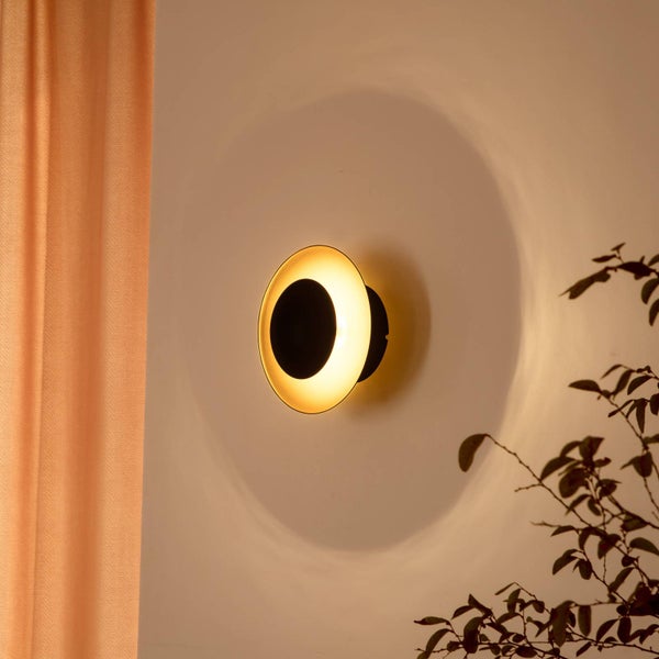 Lindby LED Wandlampe schwarz gold, Wandspot Wandleuchte innen Innenleuchte Wand Wand-Spot 5,5W Wandbeleuchtung Wohnzimmer Esszimmer Flur