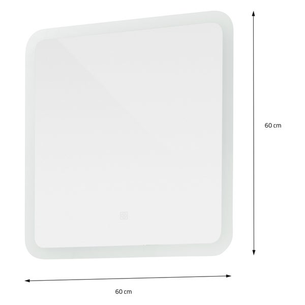 ML-Design Badspiegel, Weiß, Led-Spiegel mit Touchschalter 60 x 60 cm, Glas, Badezimmerspiegel mit Beleuchtung, Spiegel, Wandspiegel, Touch-Bedienung, Lichtspiegel, Badezimmer Spiegel mit LED-Licht