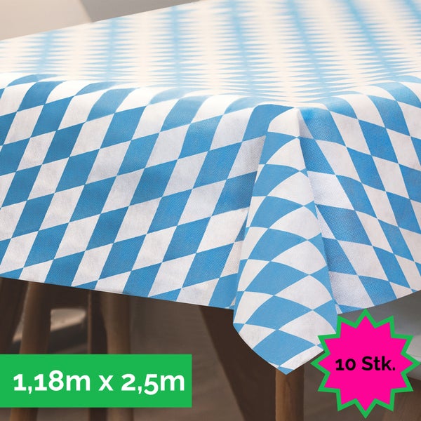 Sensalux Tischdecke, abwaschbar, Vorteilspack, 10 Stück, 1,18m x 2,5m, Bayern