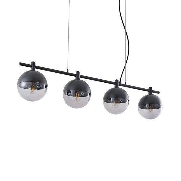 Lucande Pendelleuchte Dustian (Design, Modern) in Schwarz aus Glas (4 flammig E27) - Design-Hängeleuchte Esstischlampe Hängelampe Hängeleuchte Wohnzimmerleuchte