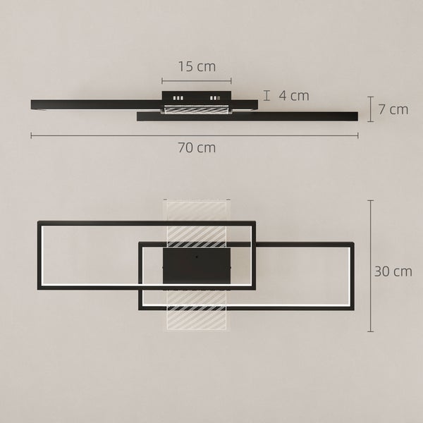 LED Deckenleuchte mit Maßangaben