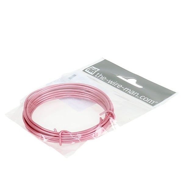 Pinkfarbener Aluminiumdraht für Bastelarbeiten in einer transparenten Verpackung von H&R the-wire-man.com.