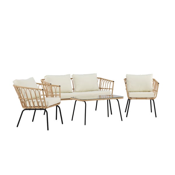 Ortigia Loungeset 1 Sofa, 2 Stühle, 1 Couchtisch natur. 50 X 95 X 45 cm