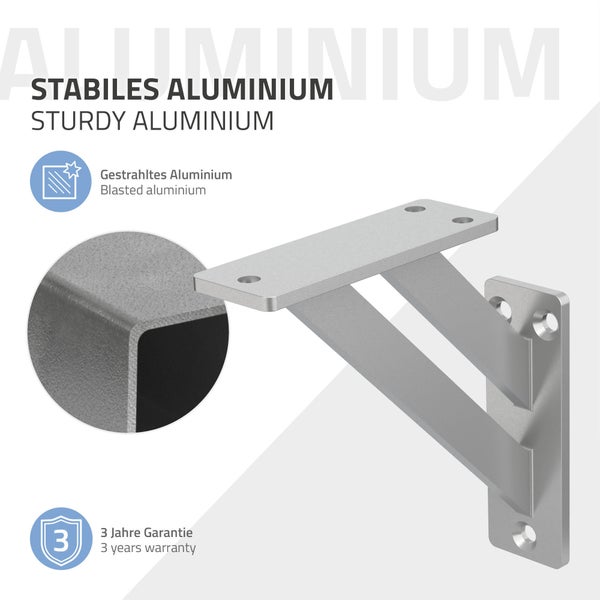 ML-Design 4 Stück Regalhalterung 120x120 mm, Silber, Aluminium, Schwebende Regalhalterungen, Regalwinkel, Wandhalterung für Regalbrett, Regalträger für Wandmontage, Wandregal Wandkonsole Regalstütze