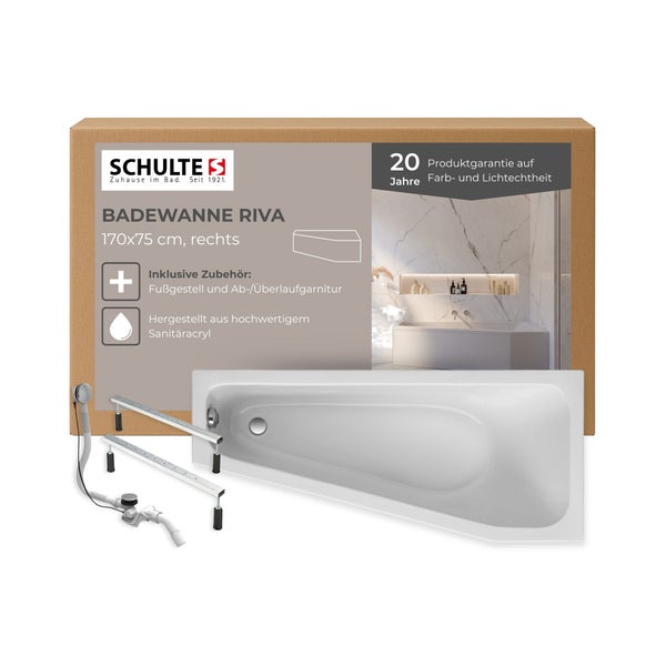 Schulte Riva Badewanne, 170x75 cm, inklusive Zubehör