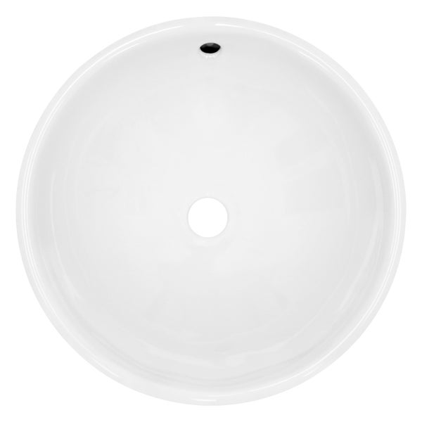 ECD Germany Waschbecken Waschtisch Ø 420 x 170 mm aus Keramik Rund Weiß - Aufsatzbecken Aufsatzwaschbecken Handwaschbecken Aufsatzwaschtisch Spülbecken Becken Wasserfall Waschschale Waschschüssel