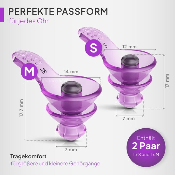 Senner ® DreamPro - Ohrstöpsel für ruhigen Schlaf - Gehörschutz ideal in lauten Umgebungen und für Seitenschläfer – Anti Schnarch Ear Plugs - Hypoallergen, mit 2 Größen, Alubehälter