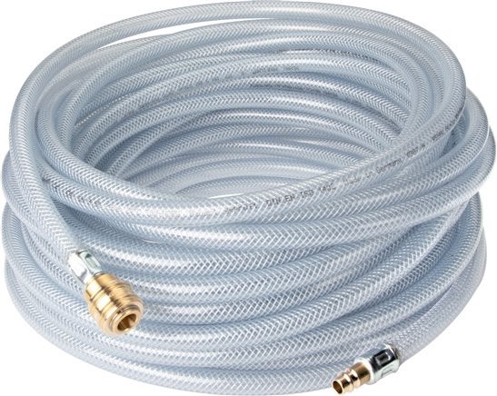 PVC-Gewebeschlauch 9 (3/8)x15mm, 20mtr. mit Kupplung & Stecker, NW 7,2