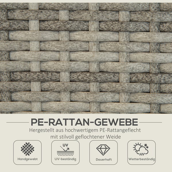 Outsunny Sonnenliege, 2-in-1 Polyrattan Gartenliege mit Polsterauflage, 5 Stufen verstellbar, klappbar,  200 x 60 x 40 cm, Stahl, PE Rattan, Polyester, Hellgrau