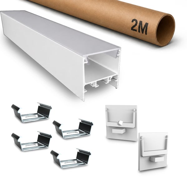 LED Aluminium Profil Set inklusive Abdeckung und Zubehör für 2 Meter Länge