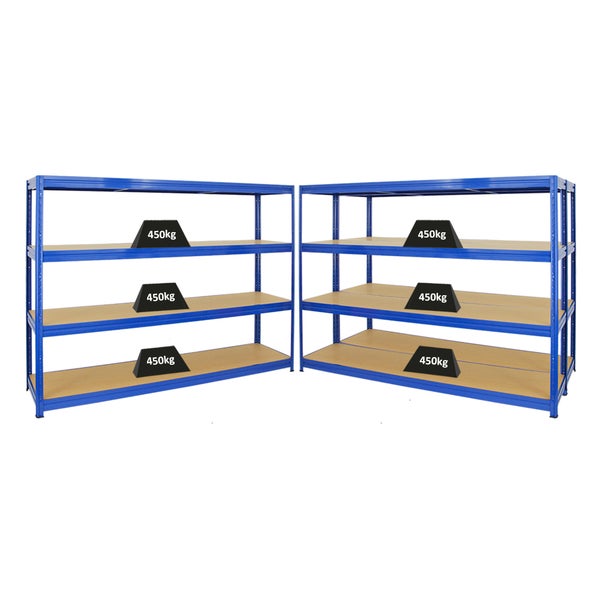 PROREGAL Mega Deal 3x Schwerlastregal Dino HxBxT 180 x 240 x 60 cm Fachlast 450 kg Blau