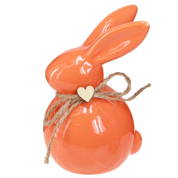 Keramik Osterhase mit Herz und Kordel als Dekoration