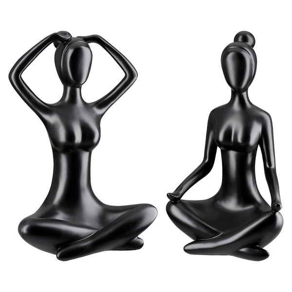 Figuren GILDE 2er Set MEDITATION Frauen schwarz Höhe 29cm Poly